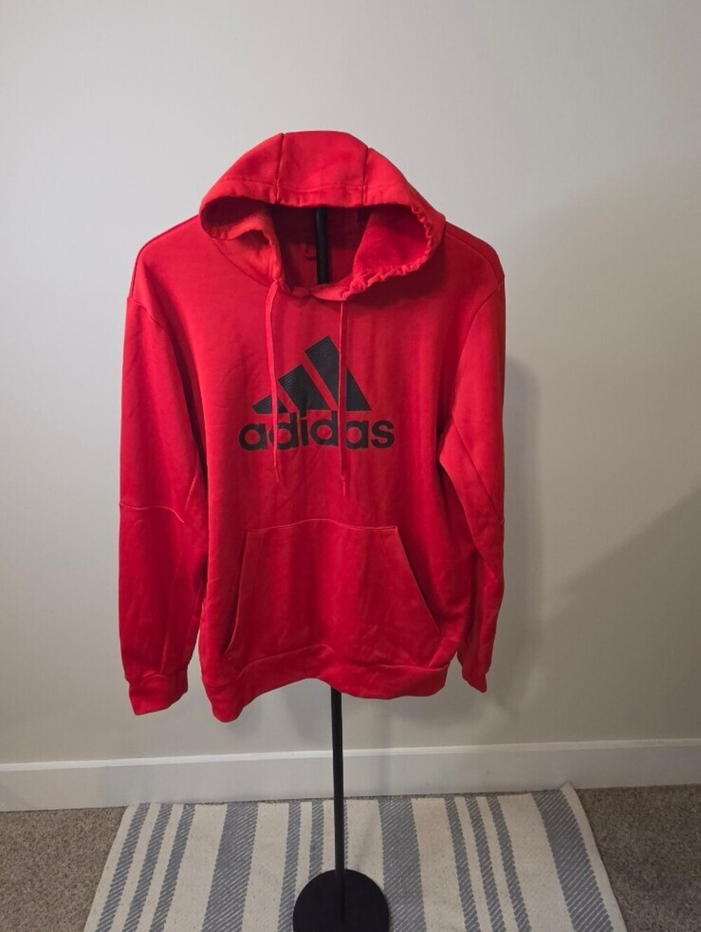 Adidas Red Fleece Pullover Hooded Sweatshirt sz Large